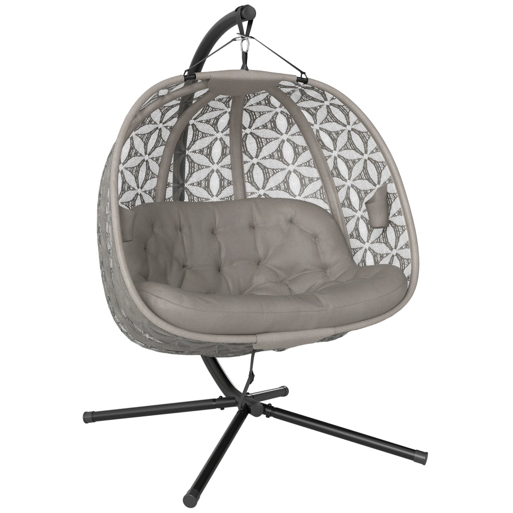 Poltrona sospesa a due posti con cuscino e supporto bevande ¨C Zephmum ¨C Grigio
