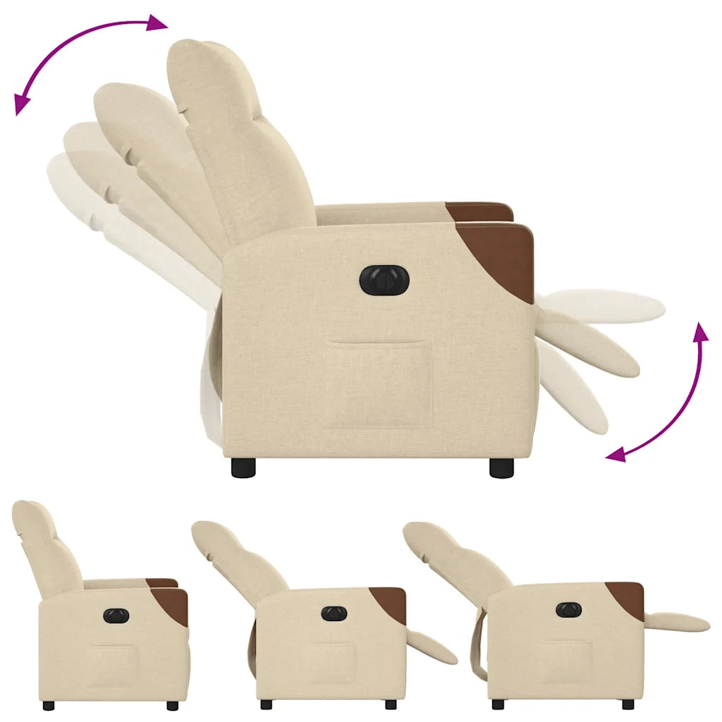 Poltrona | Sedia Relax Elettrica Reclinabile Crema in Tessuto
