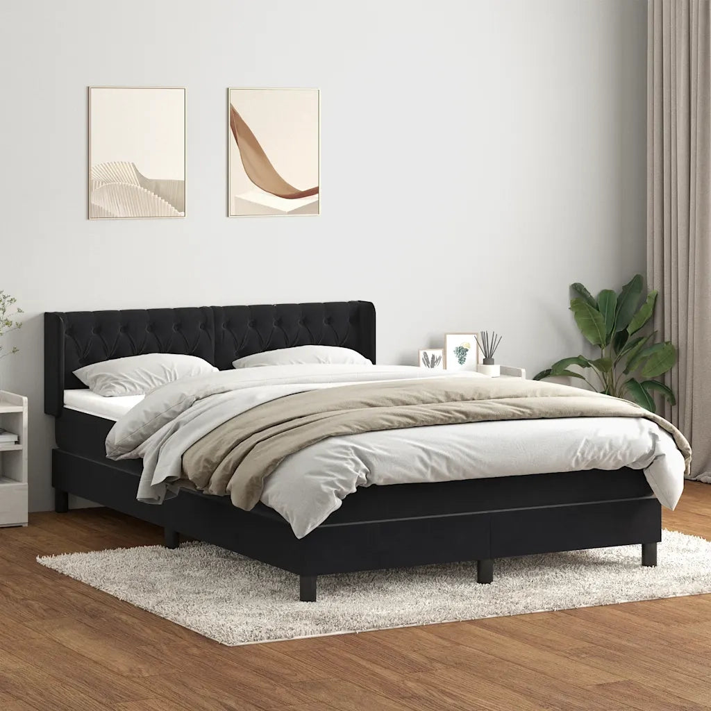 Giroletto a Molle con Materasso Nero 160x210 cm in Velluto 3318371