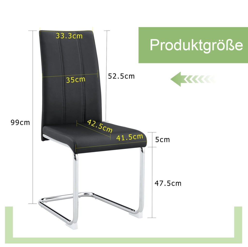 Sedia da pranzo moderna nera in PU e metallo con design ergonomico