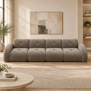 Divano modulare 358x95x76 cm in ciniglia tortora, senza montaggio