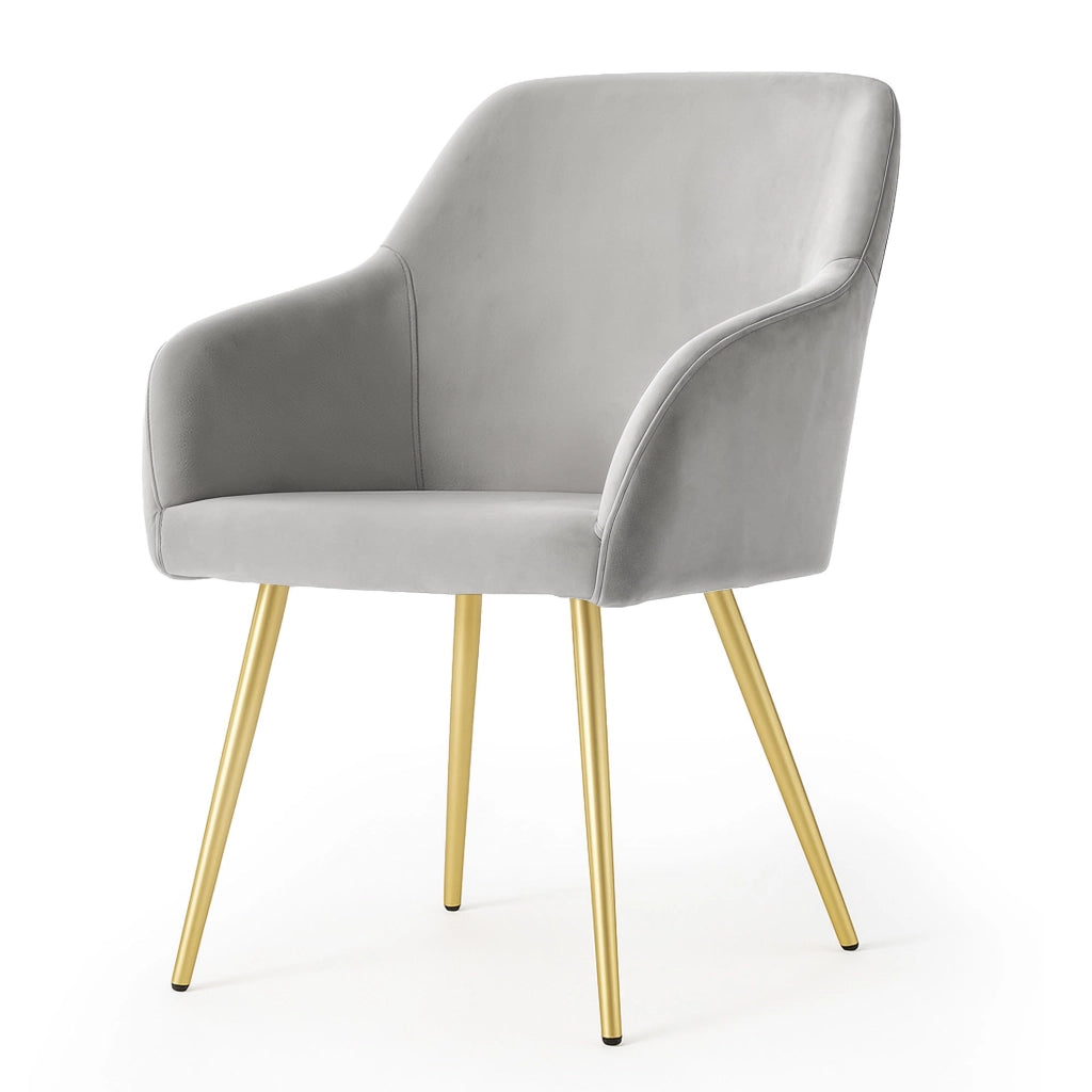 Set di 2 Sedie in velluto liscio ESTELLE Grigio gambe oro