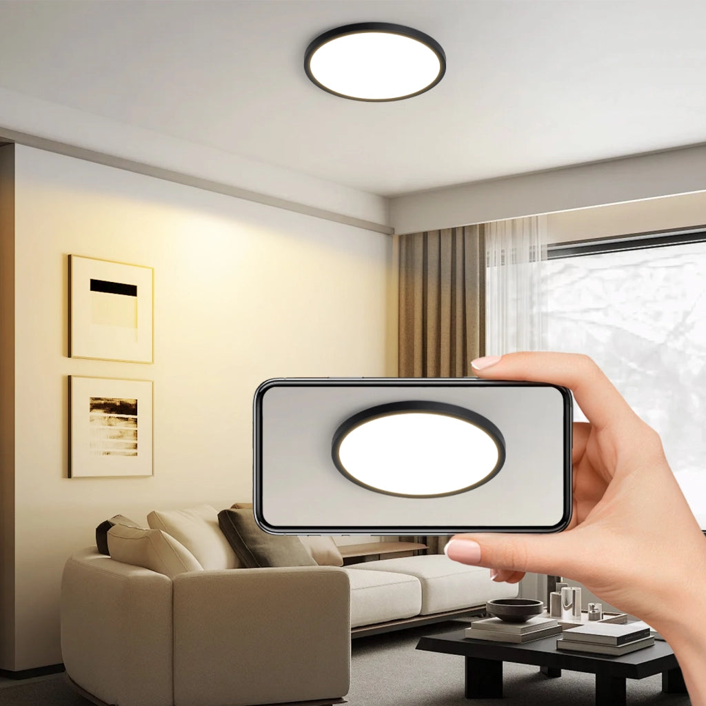 ZMH Lampada da soffitto plafoniera LED minimalista nera 15W design per cucina