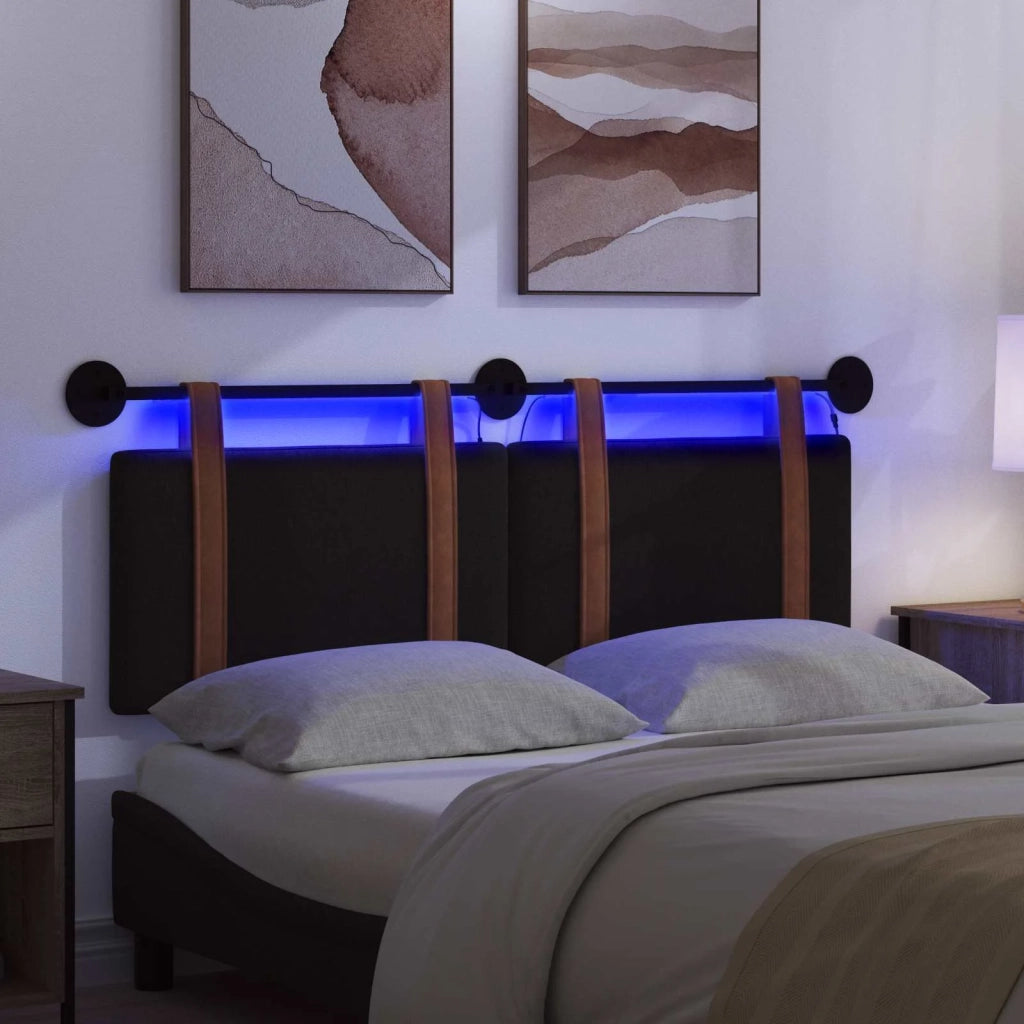 Testiera | Testata sospesa Con luce LED Nero PU Antico
