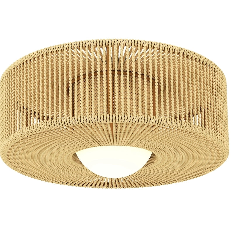 Lampada a soffitto Boho in spago di canapa con portalampada G9 LED, design rotondo Ø30 cm