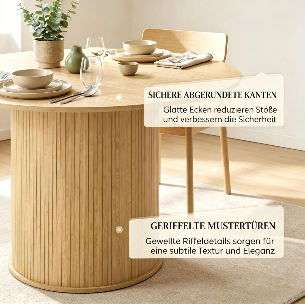 Tavolo da pranzo rotondo Ø120 cm effetto legno naturale