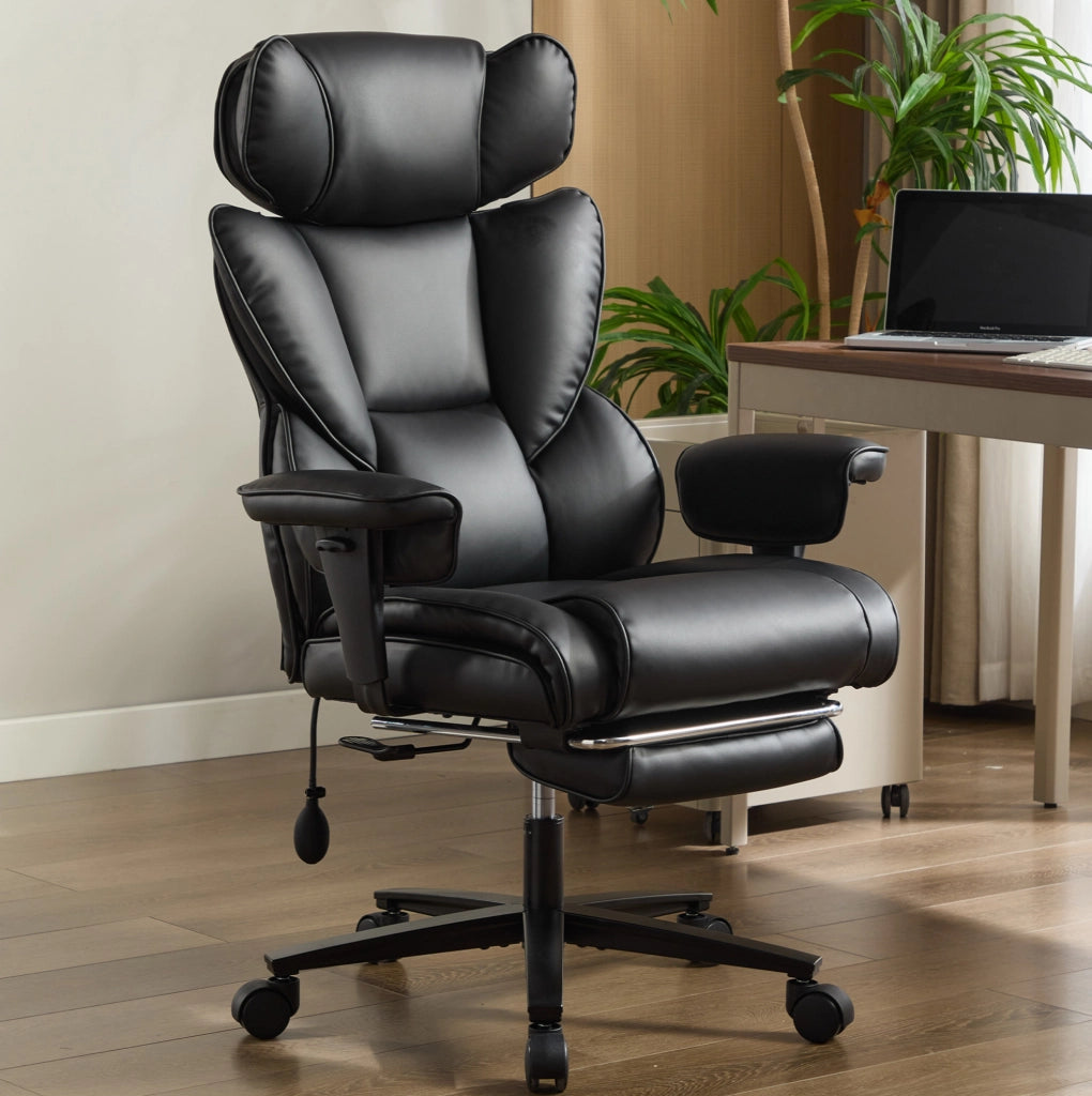 Sedia da ufficio reclinabile ergonomica nera con supporto lombare