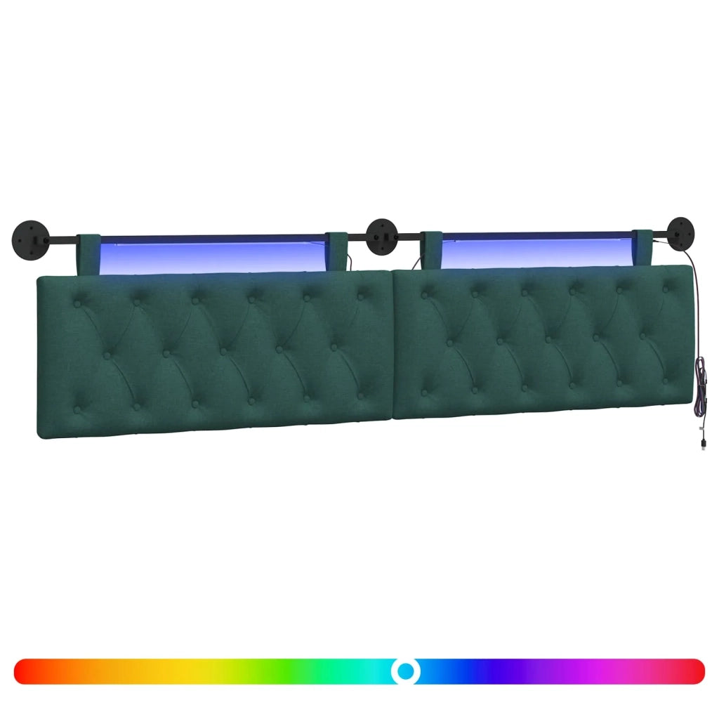Testiera | Testata sospesa Con luce LED Verde Scuro Tessuto