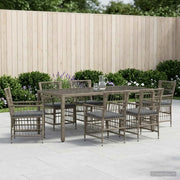 Set da pranzo per esterni 7 pz Grigio polyrattan 3448942