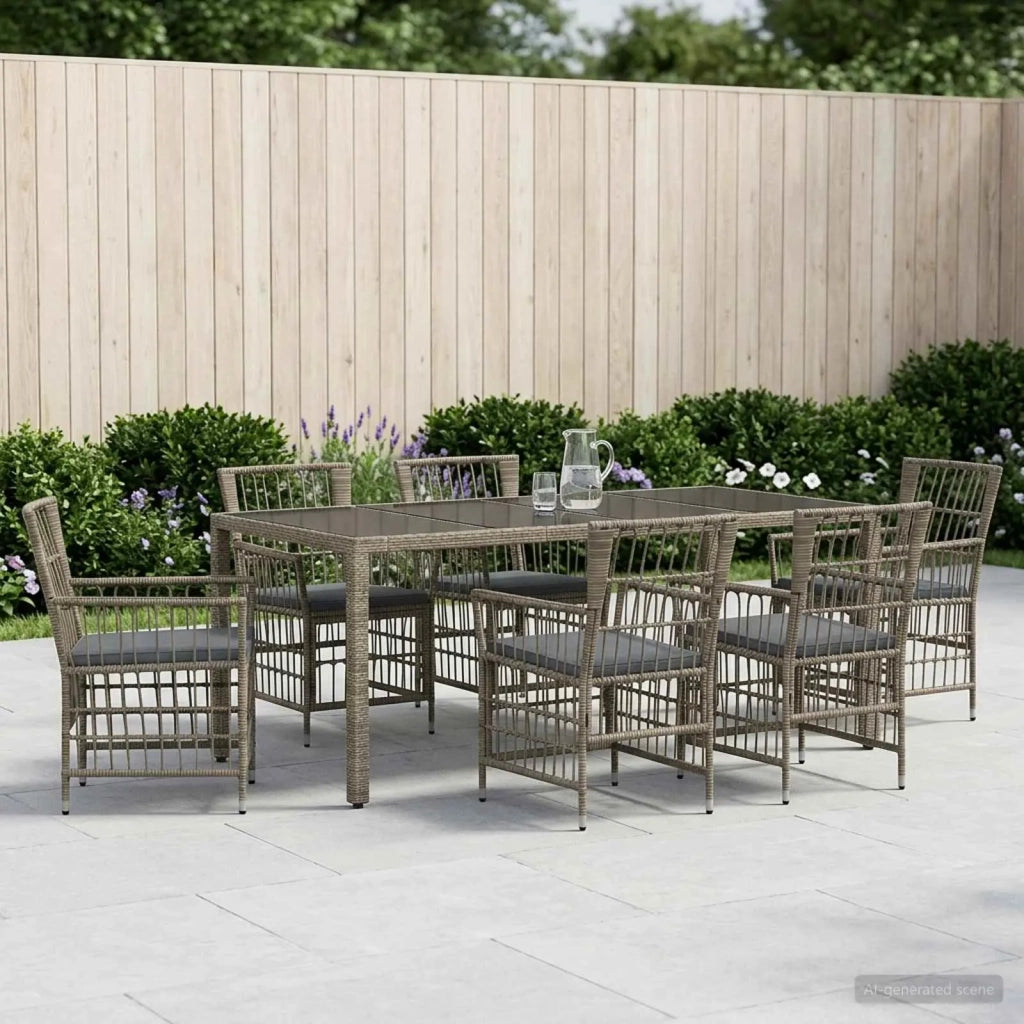 Set da pranzo per esterni 7 pz Grigio polyrattan 3448942