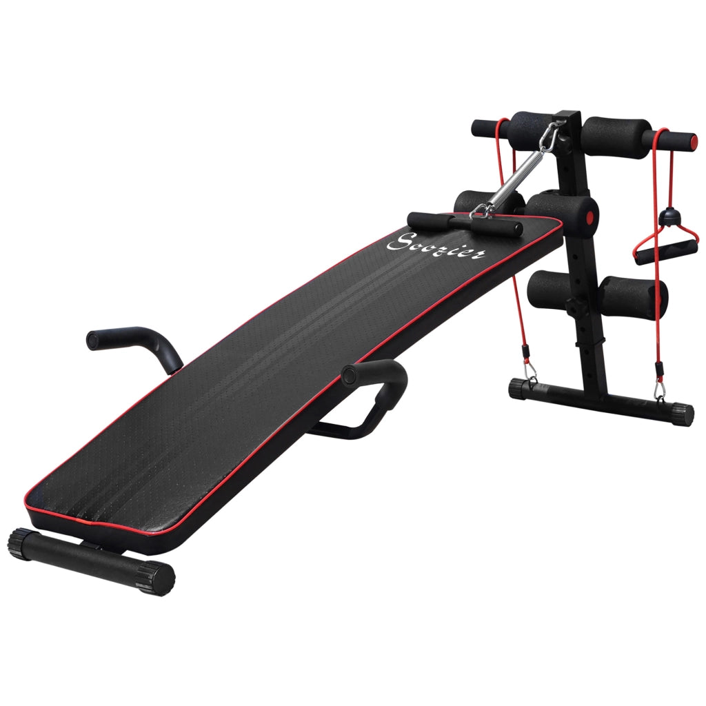Panca per addominali, panca per esercizi, panca per sit-up, elastici di resistenza regolabili fino a 120 kg, 37,5x55,5x50-68 cm
