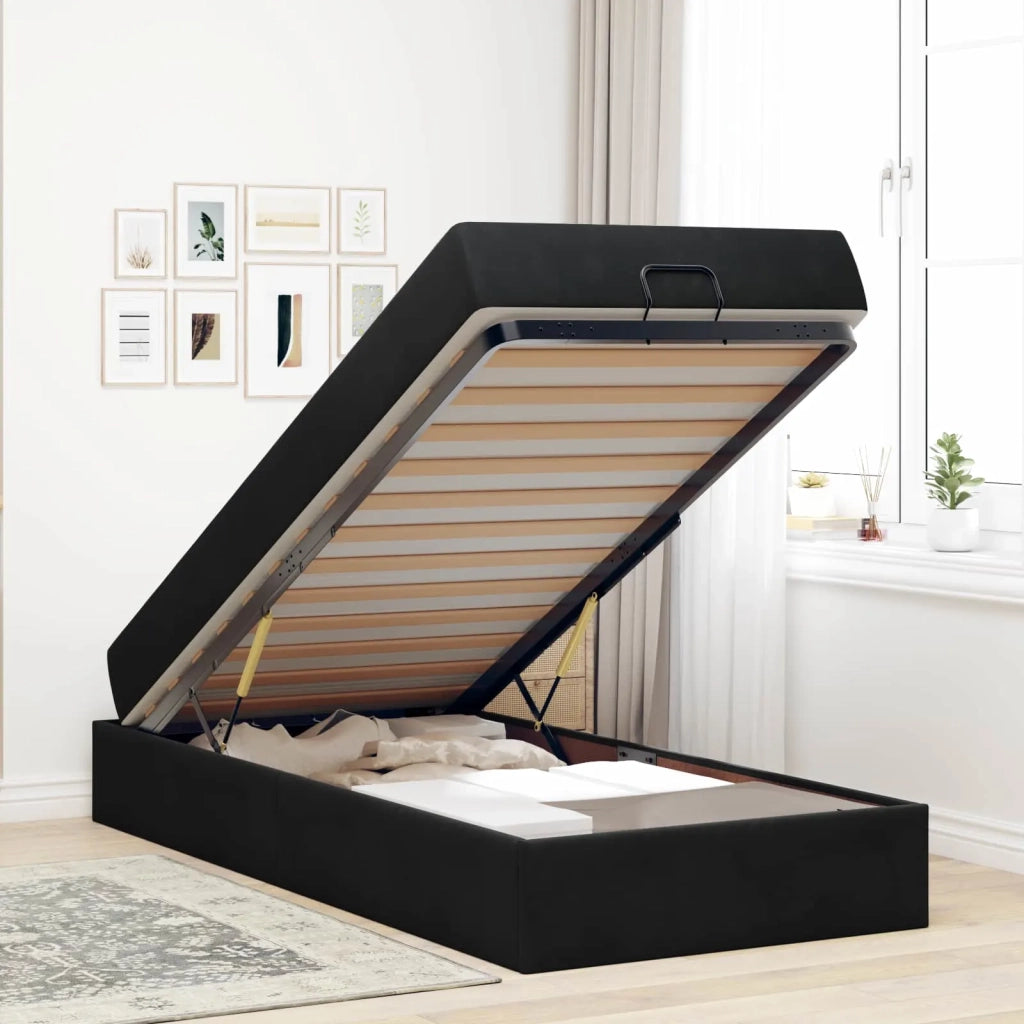 Struttura letto con materasso con materasso 2 pcs Nero Velluto