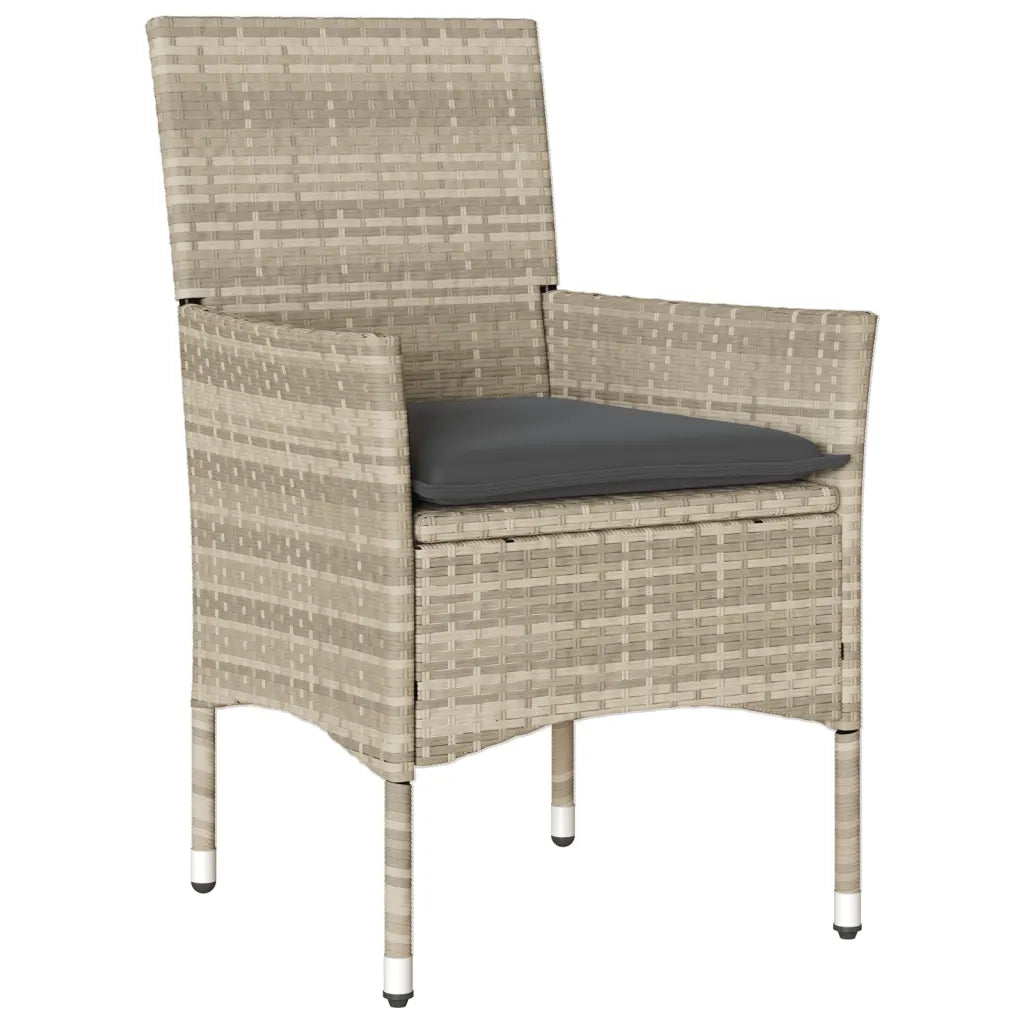 Set Pranzo da Giardino 5pz | Set Salotto da Giardino con Cuscini Polyrattan e Vetro