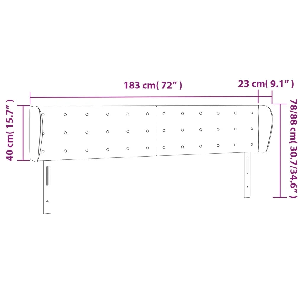 Testiera | Testata ad Orecchio Grigio Chiaro 183x23x78/88 cm in Velluto
