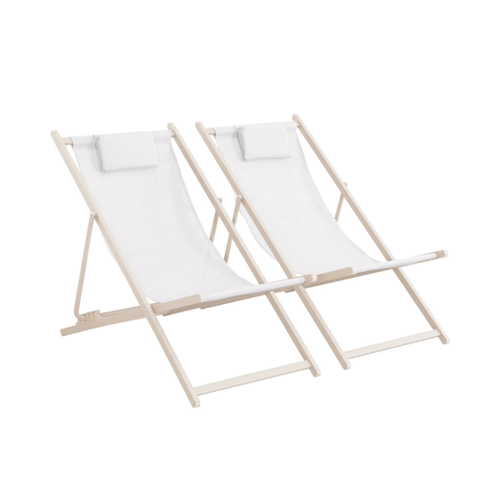 Set di 2 sedie da giardino in acciaio pieghevole multi posizioni con