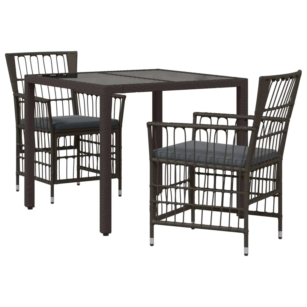 Set da pranzo per esterni 3 pz Nero polyrattan 3448932