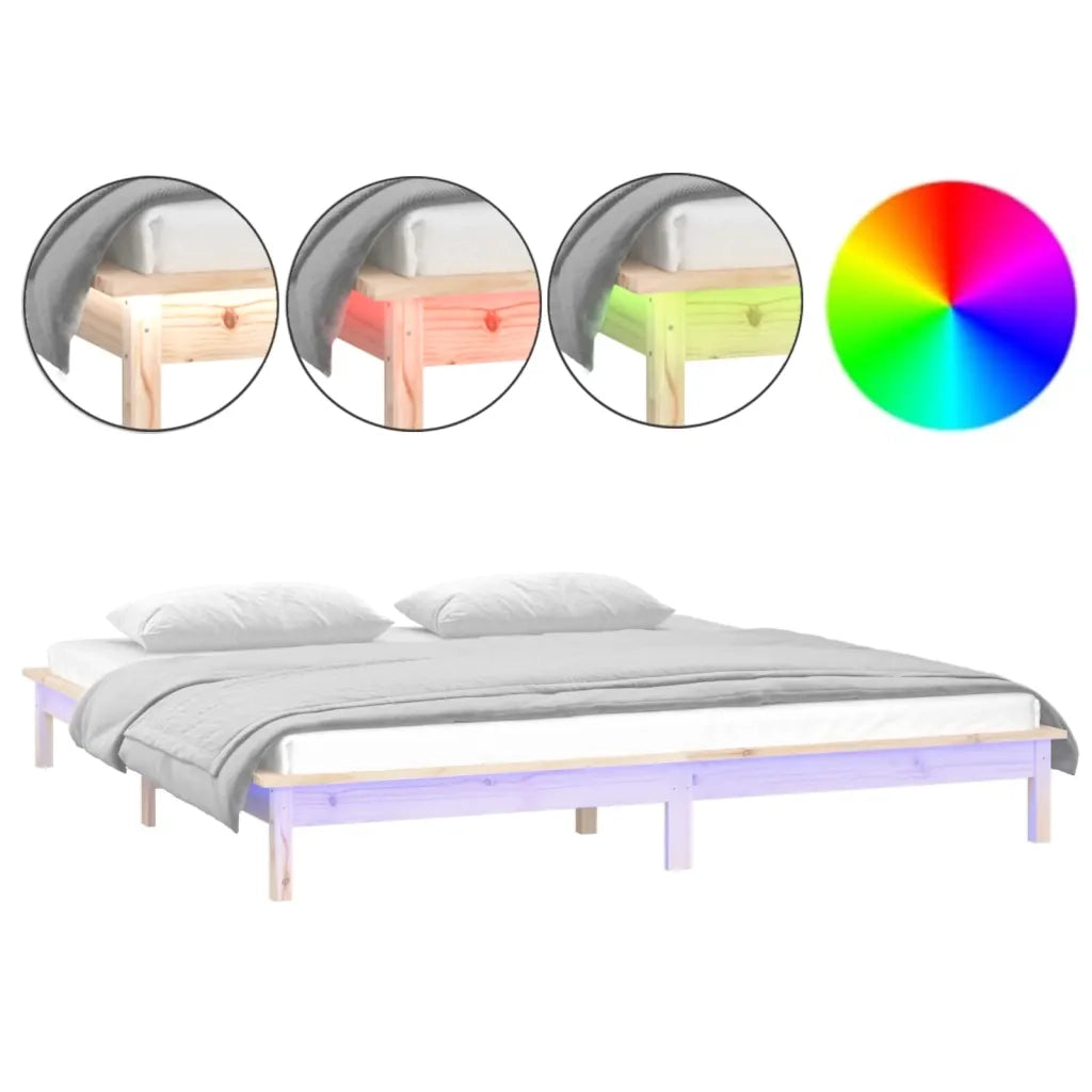 Giroletto con LED-Struttura Letto 120x190 cm Small Double in Legno Massello 872761