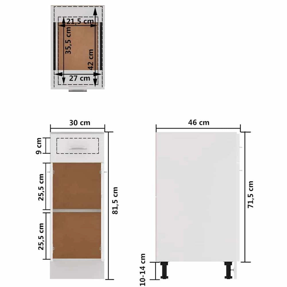 Drawer Unit Lyon White 30x46x81.5 Cm Wood-based Material