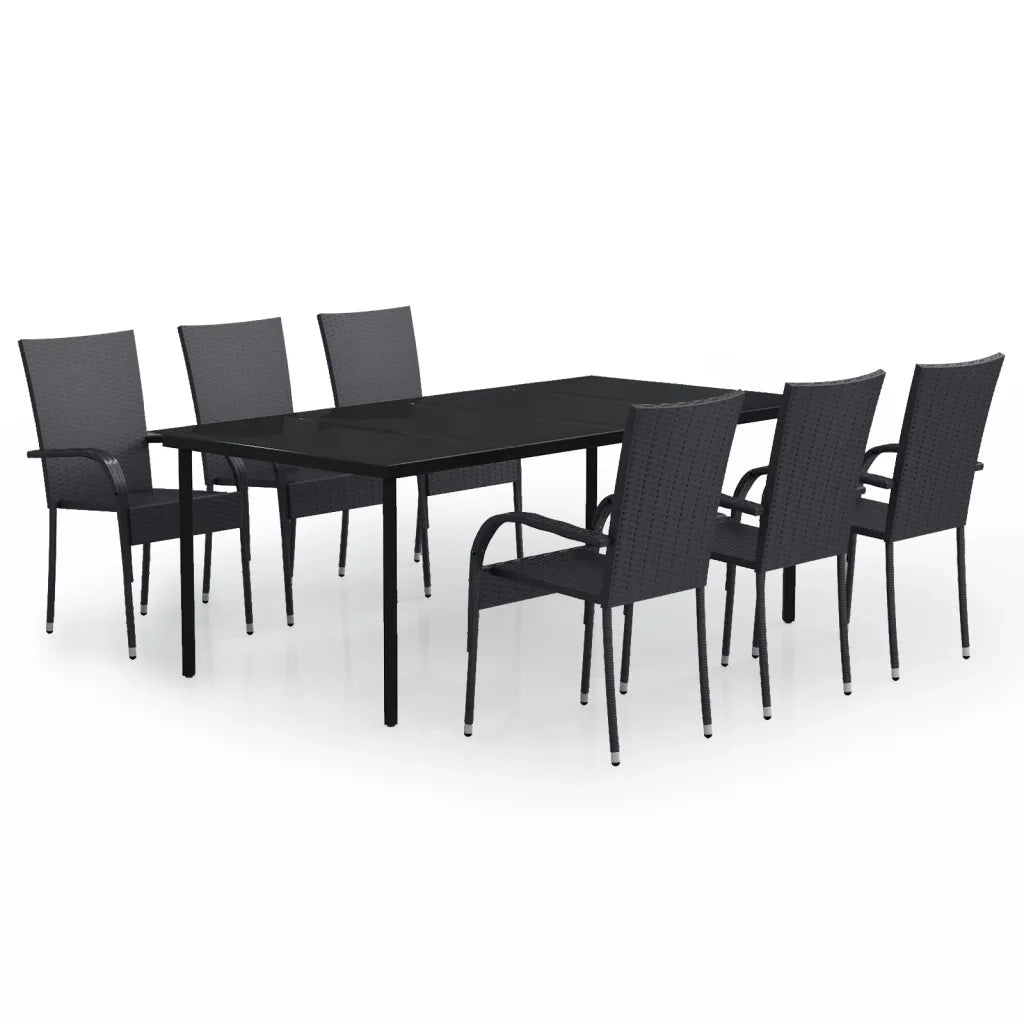 Set da Pranzo per Giardino 7 pz con Cuscini Neri 3099381