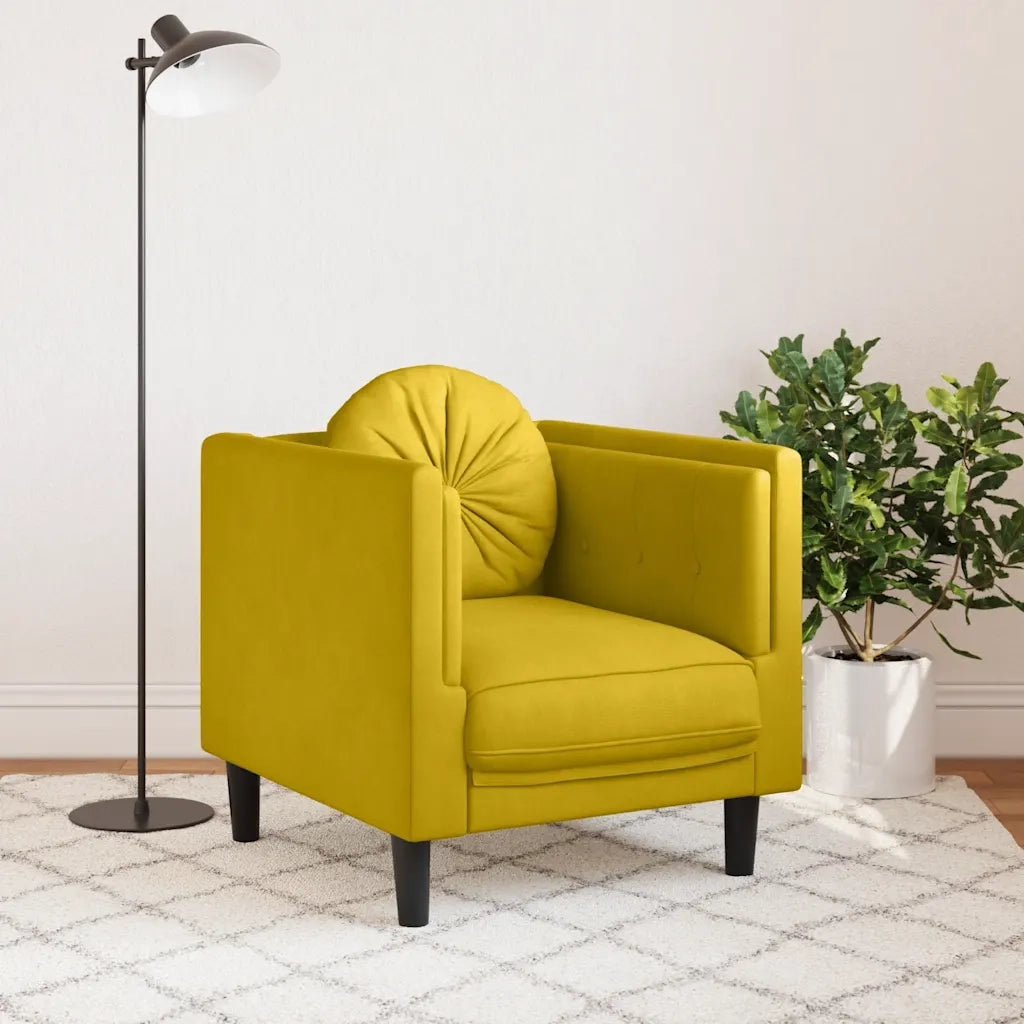 Poltrona | Sedia Relax con Cuscino Giallo in Velluto