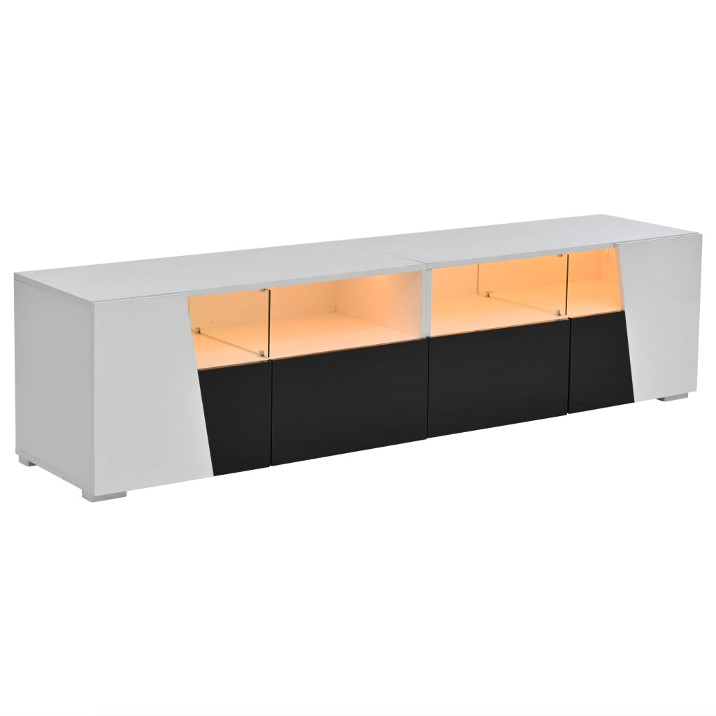 Mobile porta TV 180 cm bianco e nero con illuminazione integrata