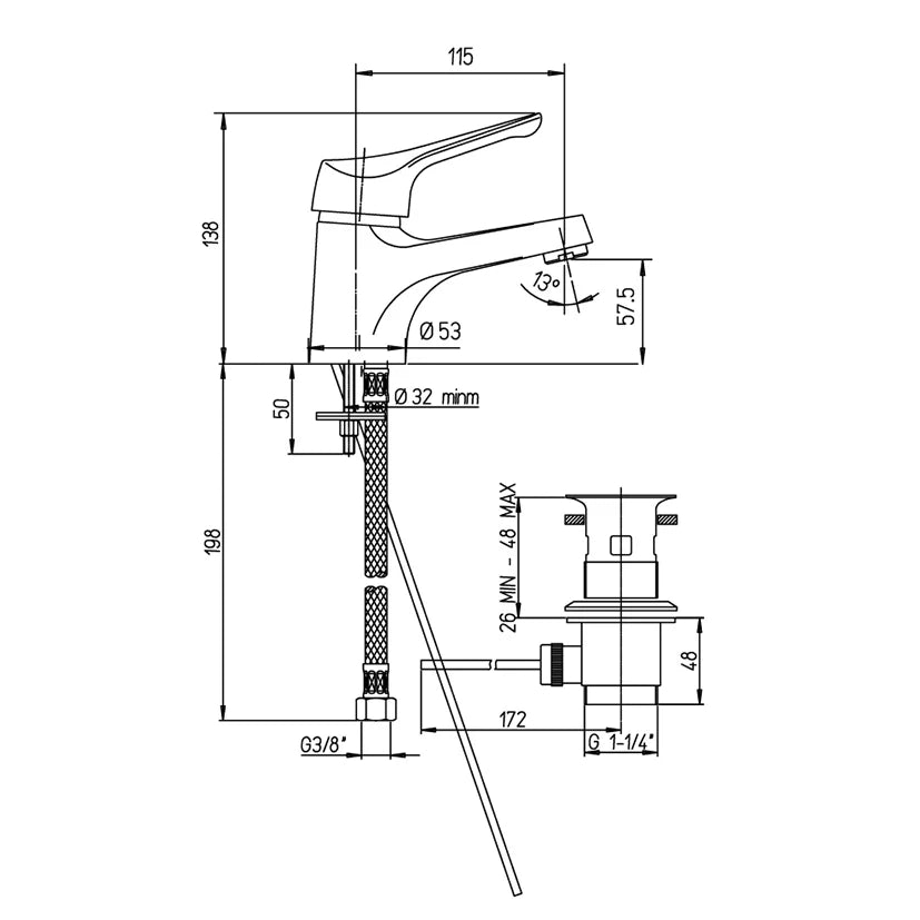 Miscelatore monocomando lavabo ARGO Derby Cromo