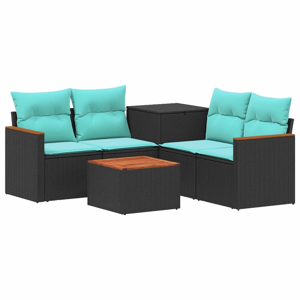 Set di divani 6 pz Nero e Blu 55 x 55 x 37 cm 3447615
