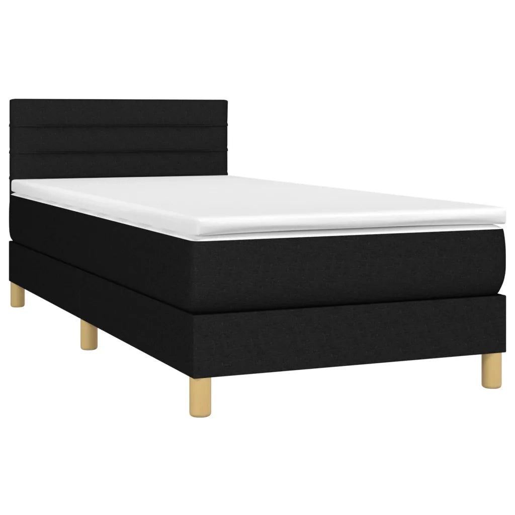 Giroletto a Molle con Materasso-Struttura Letto Nero 80x200 cm inTessuto 106194