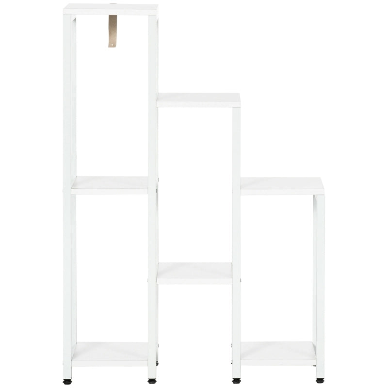 Portapiante 65x23x94.5 cm a 7 livelli con sistema antiribaltamento in legno e acciaio bianco