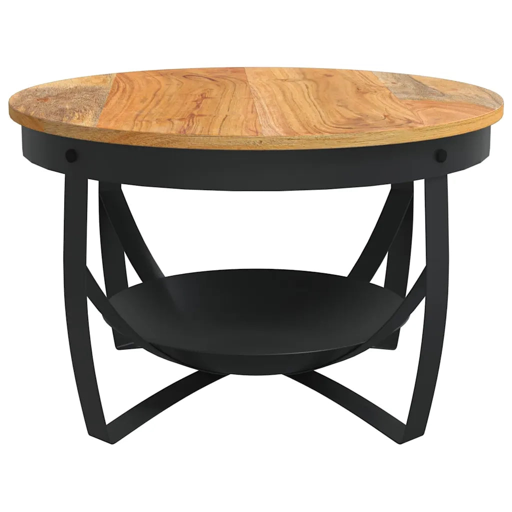 Tavolino da Salotto Ø68x43 cm in Legno Massello di Acacia