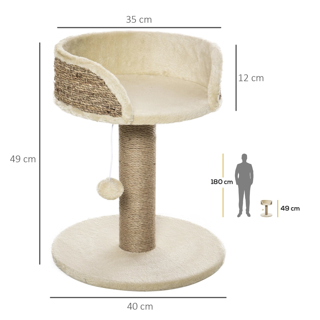 Tiragraffi per gatti con gioco pompon ¨C Minimal ¨C 40x40x49 cm sisal beige