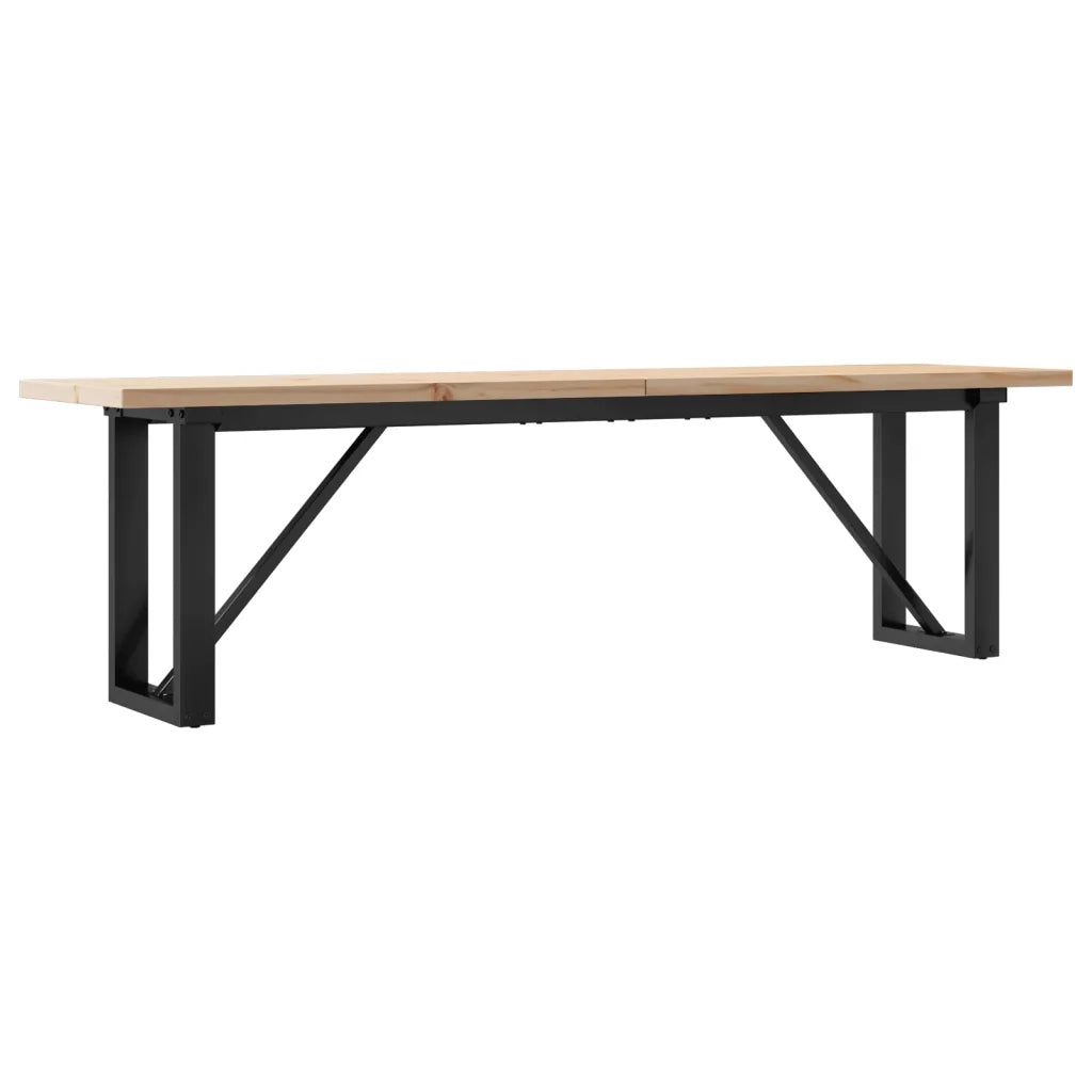 Tavolino Salotto Telaio a O-Tavolino da soggiorno 160x40x45,5 cm Legno Pino e Acciaio