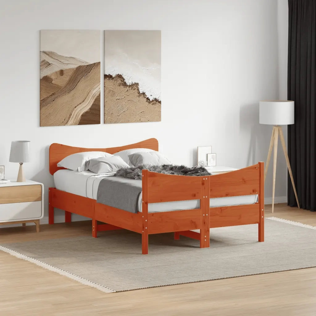 Letto senza Materasso-Struttura Letto Marrone Cera 120x190 cm in Legno di Pino 620974