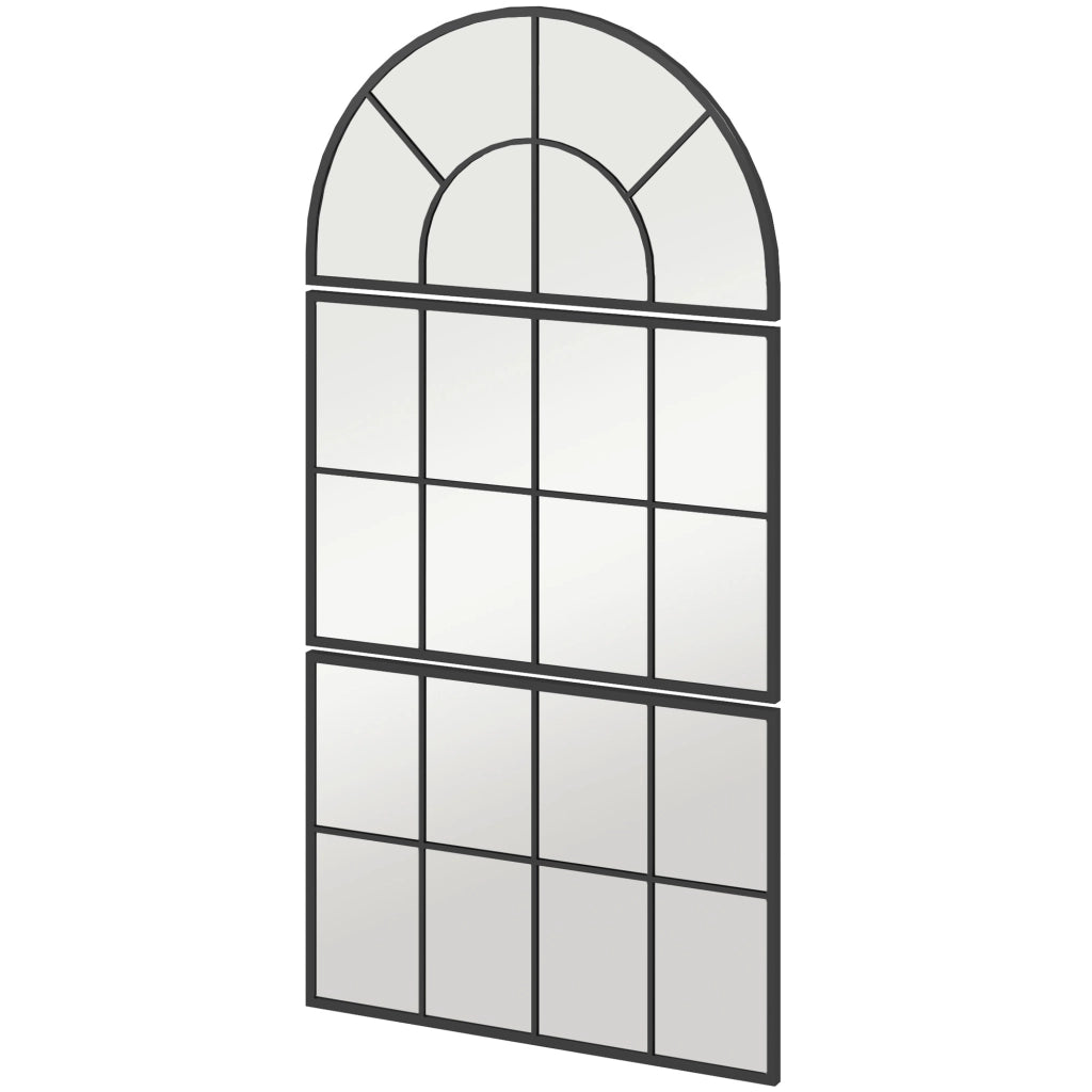 Specchio da parete stile finestra in metallo nero a 3 elementi 76 x 53 cm decorativo e robusto per soggiorno camera da letto