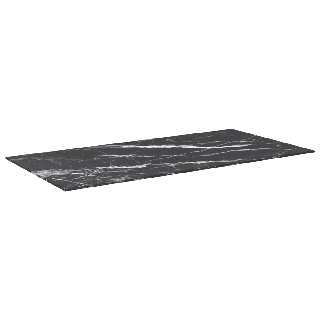 Piano Tavolo Nero 100x50 cm 6mm Vetro Temperato Design Marmo 322274