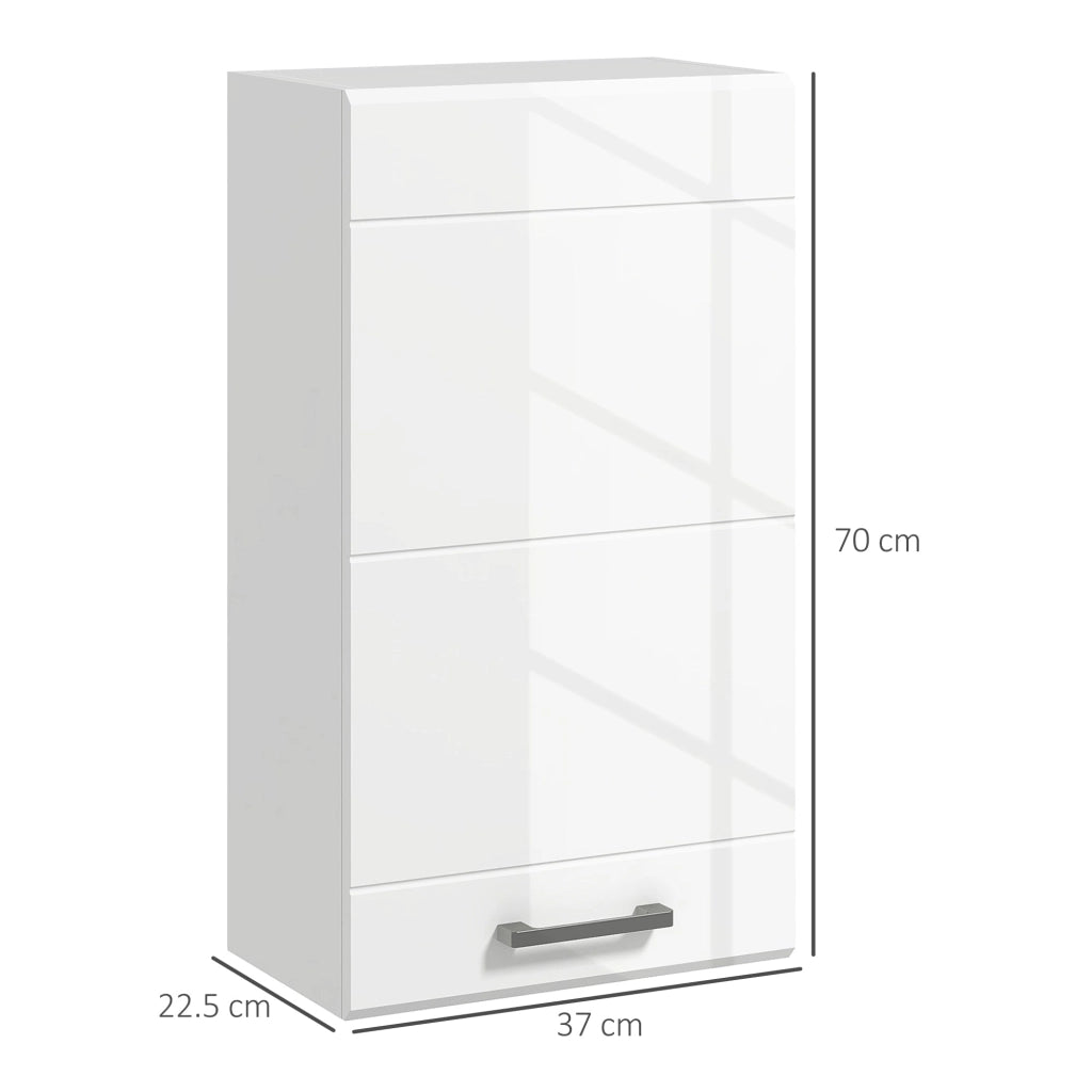 Pensile da Bagno 1 Anta 37x22,5x70 cm in MDF Bianco
