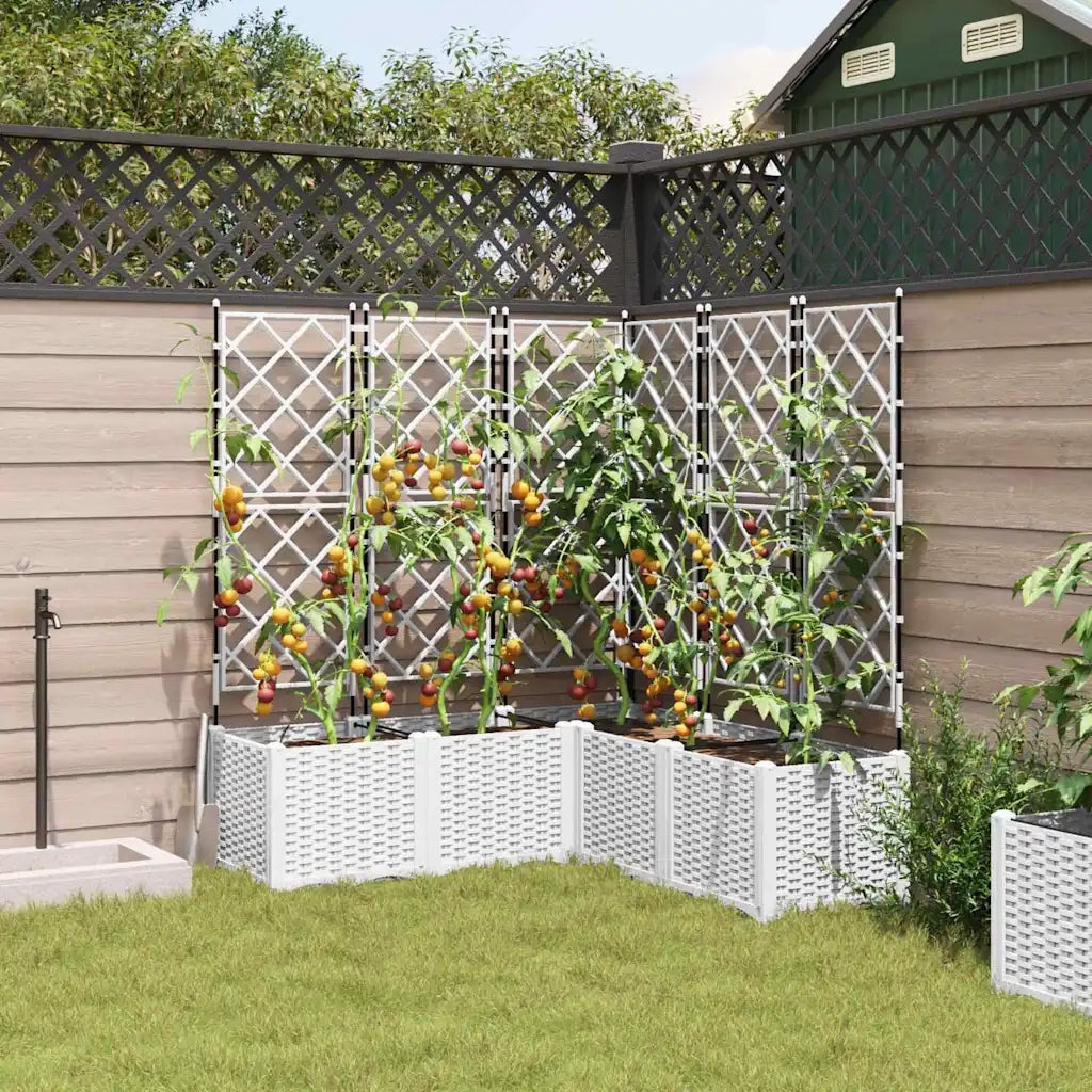 Vaso da giardino 5 pz-Set di 5 Fioriera da Esterno-Contenitore per Piante Bianco 120 x 120 x 143 cm Acciaio