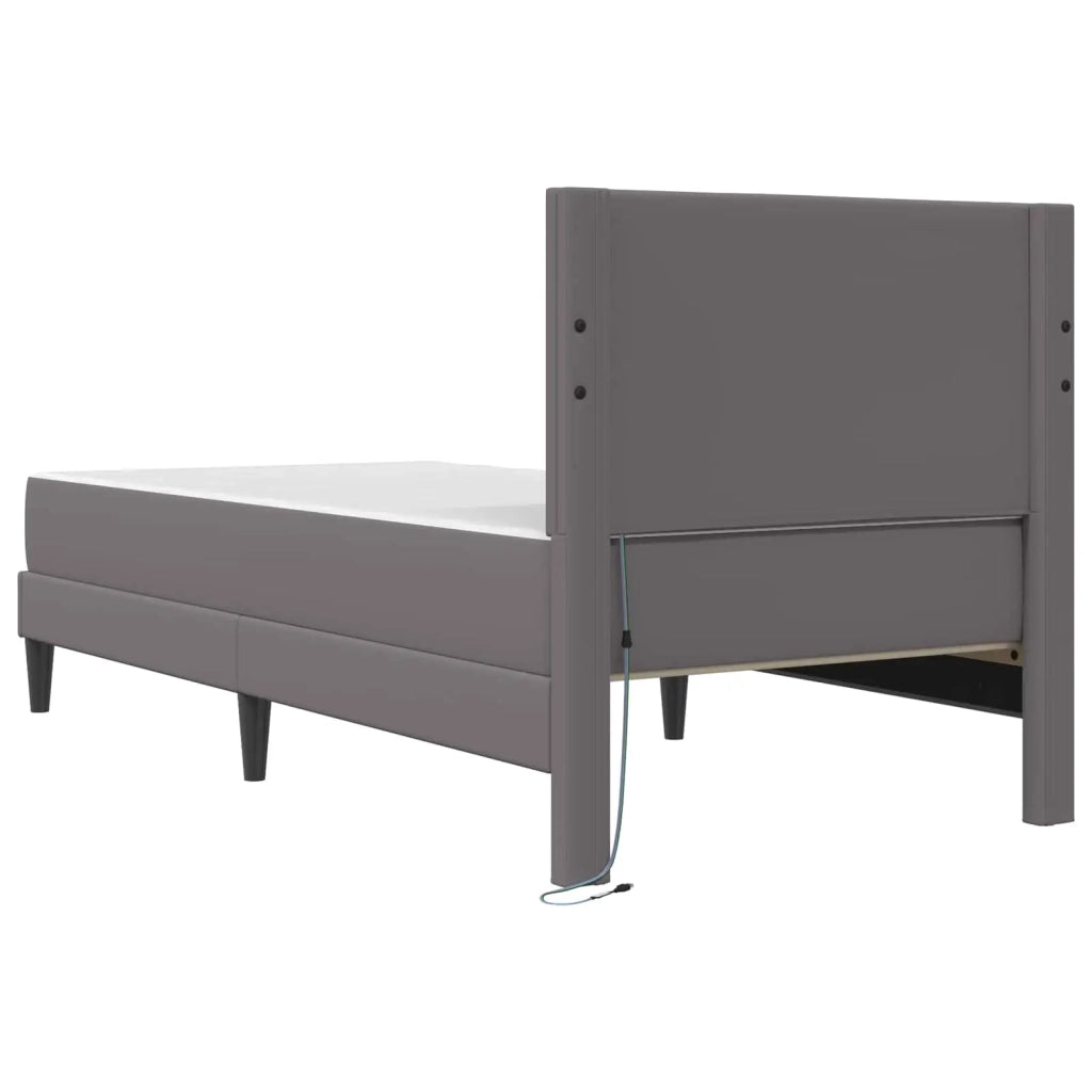 Letto singolo | Letto per adulti | Struttura del letto con testiera Grigio 90 x 200 cm Similpelle
