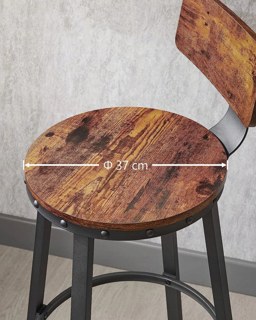 SGABELLI DA BAR Valora 2 PEZZI Stile Loft Marrone Rustico per Cucina x2