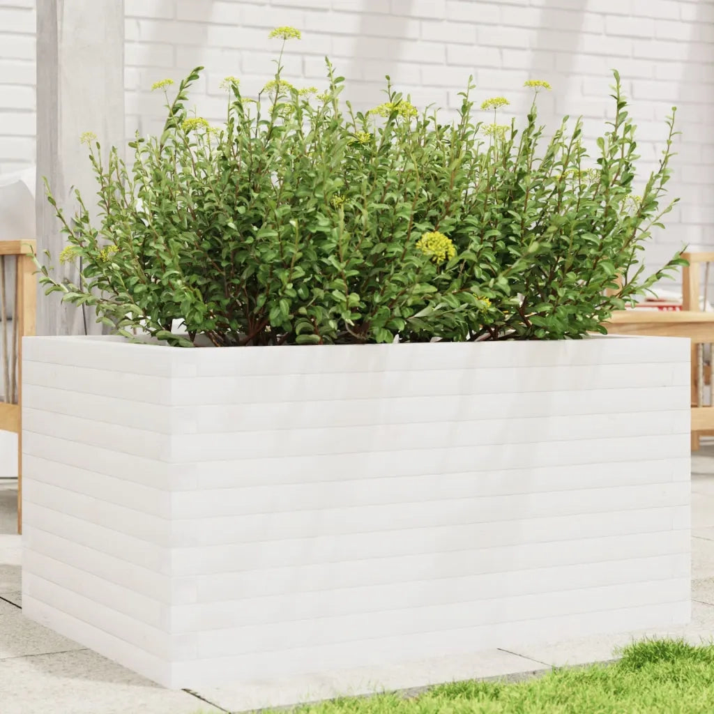 Fioriera da Giardino-Vaso da Esterno Bianca 90x60x45,5cm Legno Massello di Pino