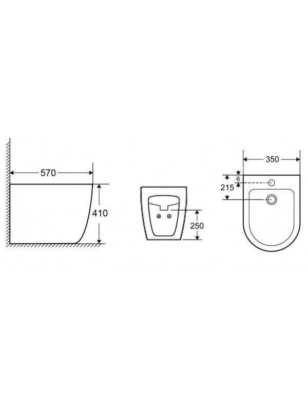 Bianco BTW Bidet MILOS 57x41x36,5 cm