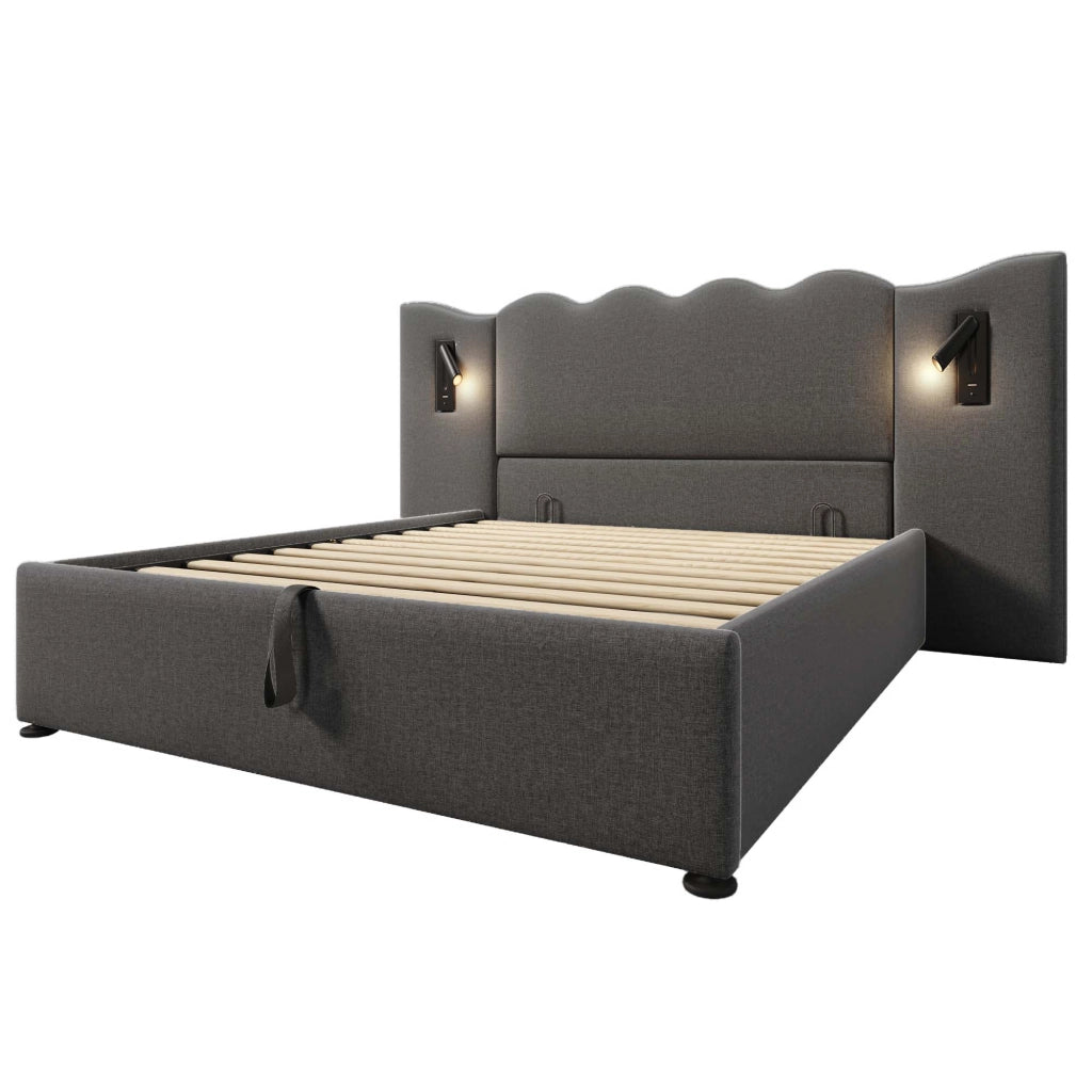 Letto matrimoniale contenitore grigio 160x200 con sollevamento idraulico
