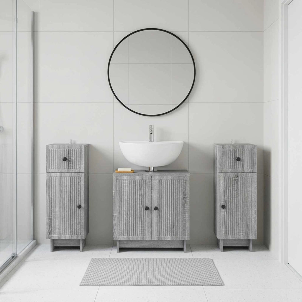 Set di armadietti da bagno in 3 pezzi EDE Sonoma grigio 3417987