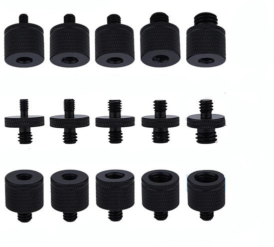 Adattatore a vite per camera - 1/4" e 3/8" - set da 8 - argentato - alluminio