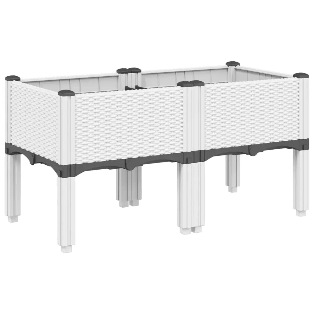 Fioriera | Cassetta per fiori | Vaso da Giardino con Gambe Bianco 80x40x42 cm in PP