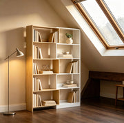 Libreria modulare a 5 ripiani rovere e bianco