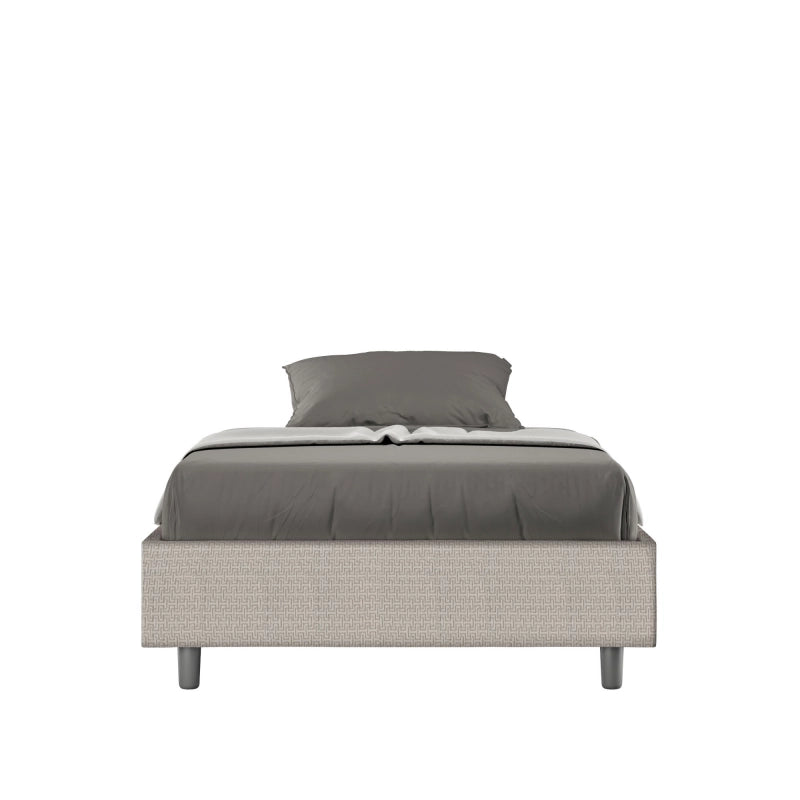 Letto Sommier imbottito 1 piazza e mezza 120x200 cm tessuto Labirinto Azelia - Bianco,Senza rete