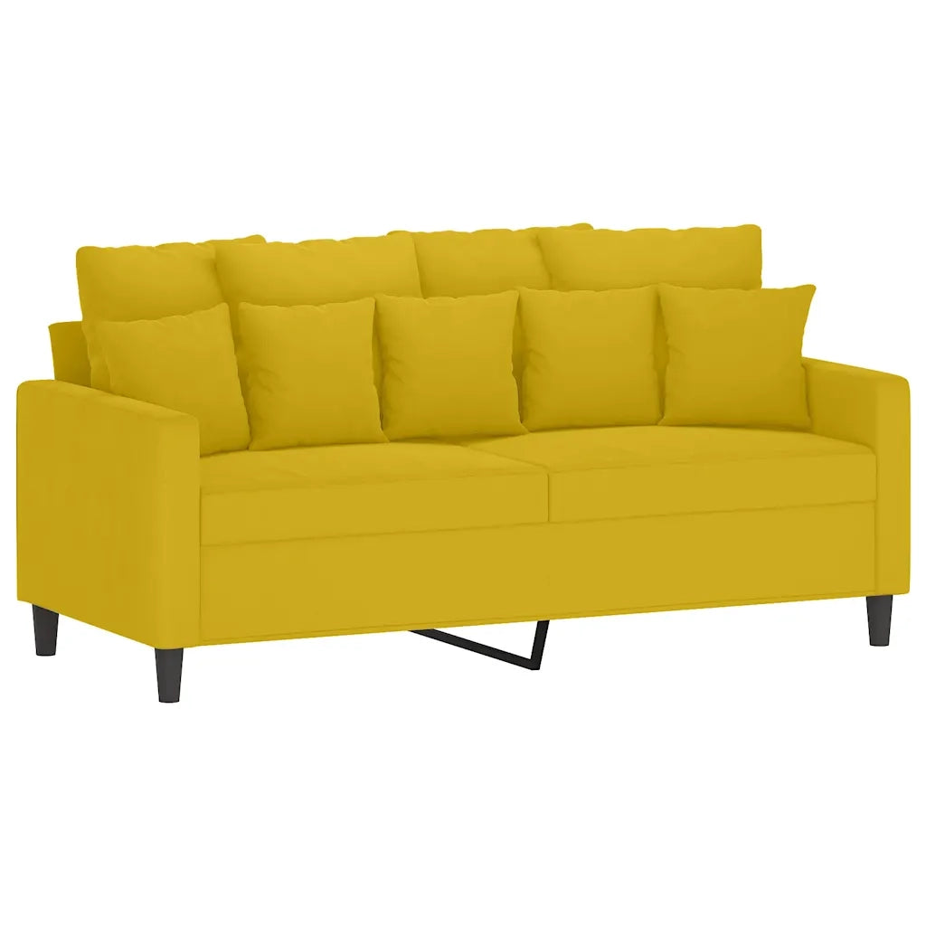 Set di Divani 3 pz con Cuscini giallo in Velluto