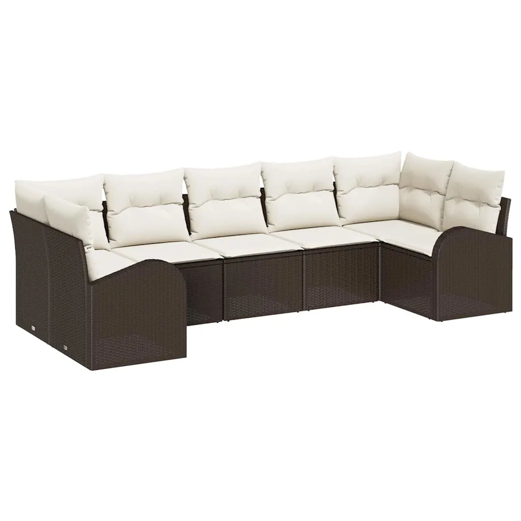 Set Divano da Giardino 7 pcs Marrone e bianco polyrattan 3354857