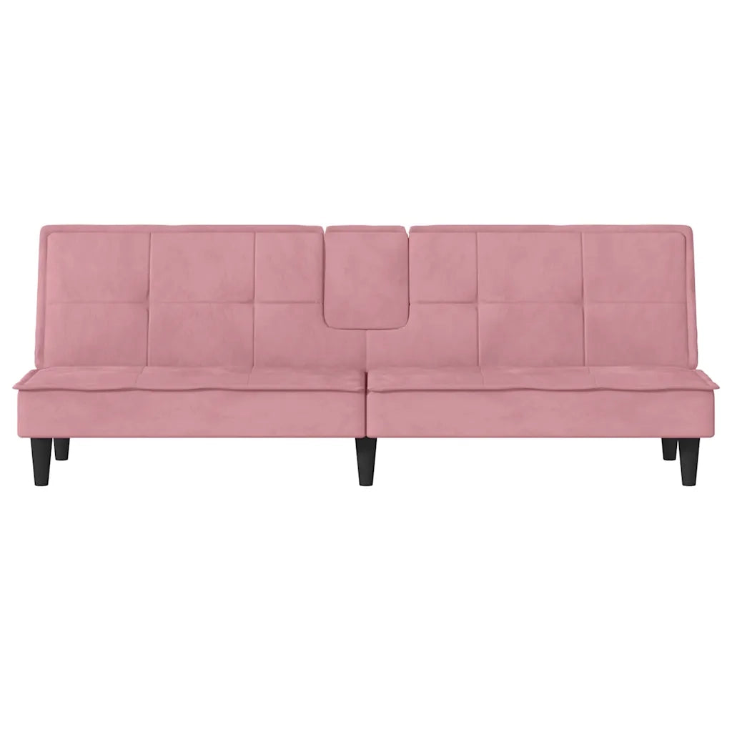 Divano letto | Sof¨¤ letto | Letto singolo con Portabicchieri in Velluto Rosa